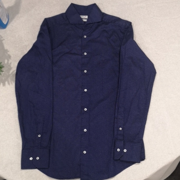 Linea In Textured Navy Dot Button Down - Picture 1 of 4